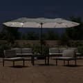Miniatyrbilde 3 av 10: vidaXL Parasoll dobbelt hode med LED sandhvit 449x245 cm