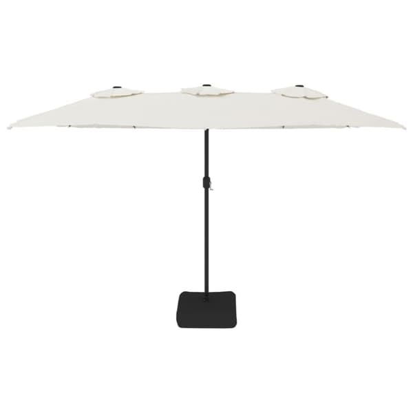 vidaXL Parasoll dobbelt hode med LED sandhvit 449x245 cm