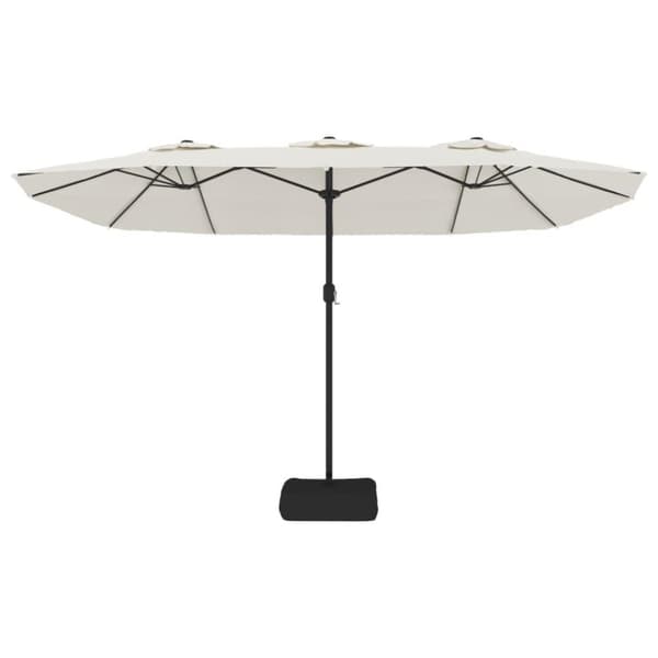 vidaXL Parasoll dobbelt hode med LED sandhvit 449x245 cm