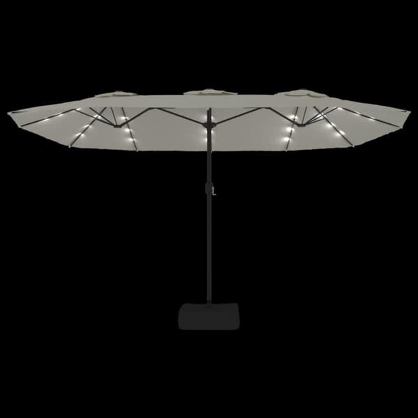 vidaXL Parasoll dobbelt hode med LED sandhvit 449x245 cm