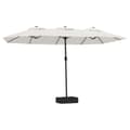 Miniatyrbilde 1 av 10: vidaXL Parasoll dobbelt hode med LED sandhvit 449x245 cm