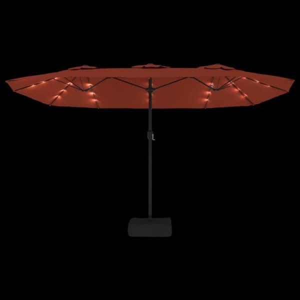 vidaXL Parasoll dobbelt hode med LED terrakotta 449x245 cm