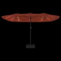 Miniatyrbilde 6 av 10: vidaXL Parasoll dobbelt hode med LED terrakotta 449x245 cm