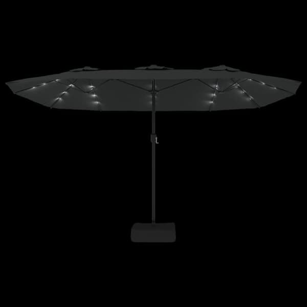 vidaXL Parasoll dobbelt hode med LED sand antrasitt 449x245 cm