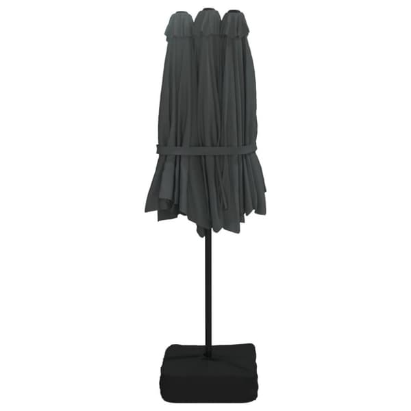 vidaXL Parasoll dobbelt hode med LED sand antrasitt 449x245 cm