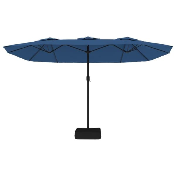 vidaXL Parasoll dobbelt hode med LED asurblå 449x245 cm