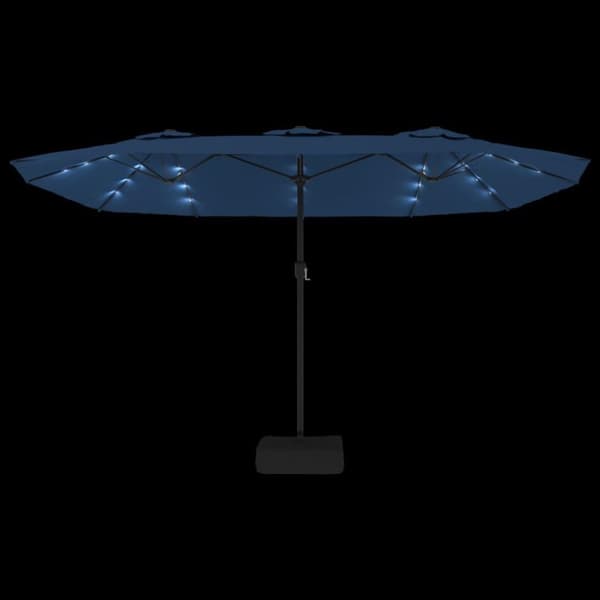 vidaXL Parasoll dobbelt hode med LED asurblå 449x245 cm