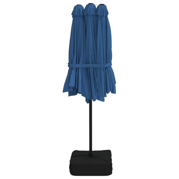 vidaXL Parasoll dobbelt hode med LED asurblå 449x245 cm