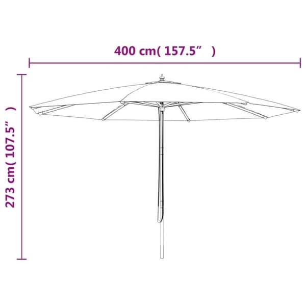 vidaXL haveparasol med træstang 400x273 cm sandfarvet