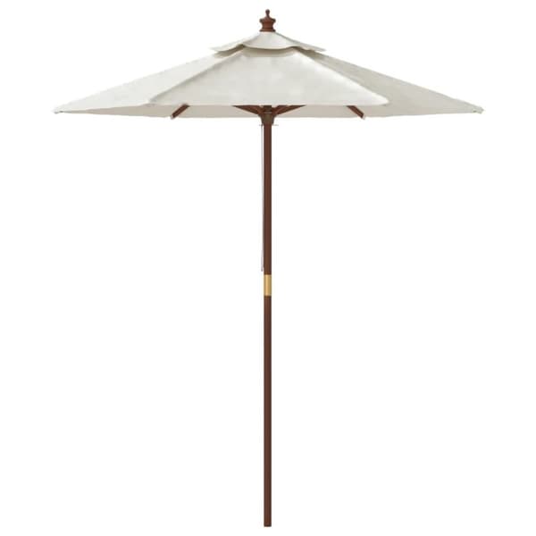 vidaXL Parasoll med trästång 196x231 cm sandvit