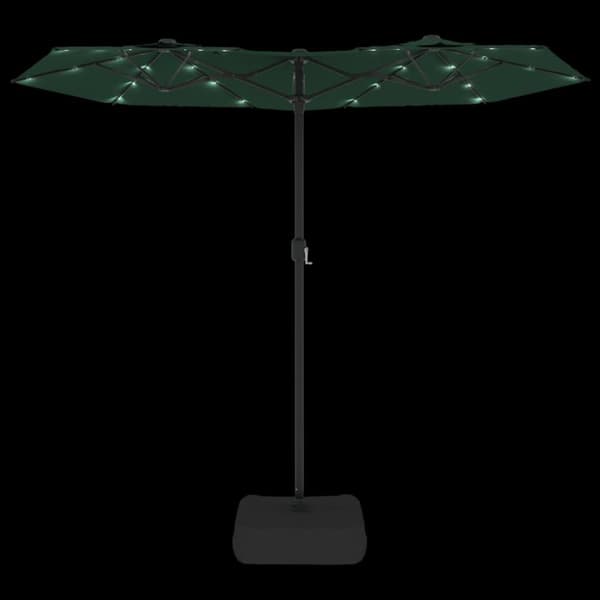 vidaXL Parasoll dobbelt hode med LED grønn 316x240 cm