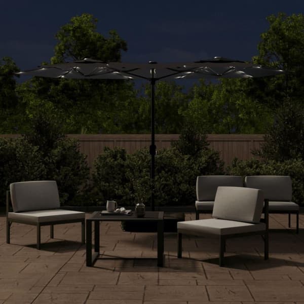 vidaXL Parasoll dobbelt hode med LED svart 316x240 cm