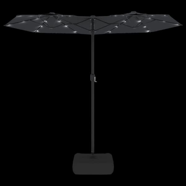 vidaXL Parasoll dobbelt hode med LED svart 316x240 cm