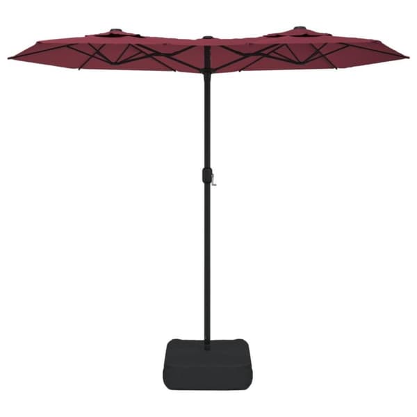 vidaXL Parasoll dobbelt hode med LED vinrød 316x240 cm