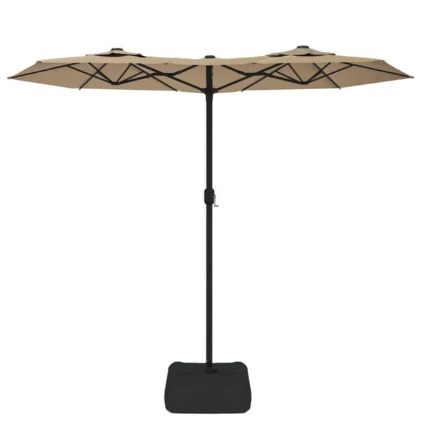 vidaXL Parasoll dobbelt hode med LED gråbrun 316x240 cm