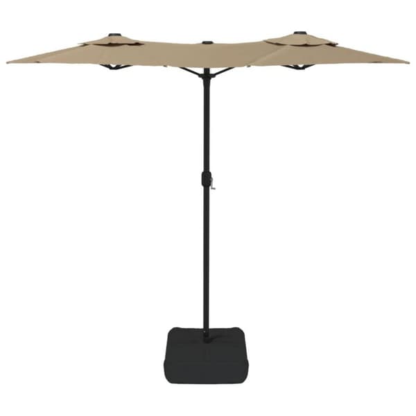 vidaXL Parasoll dobbelt hode med LED gråbrun 316x240 cm