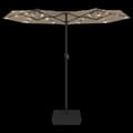 Miniatyrbilde 6 av 10: vidaXL Parasoll dobbelt hode med LED gråbrun 316x240 cm