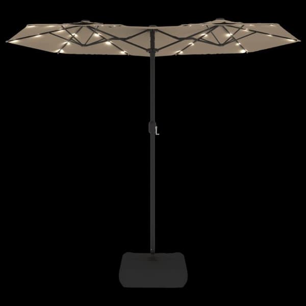 vidaXL Parasoll dobbelt hode med LED gråbrun 316x240 cm