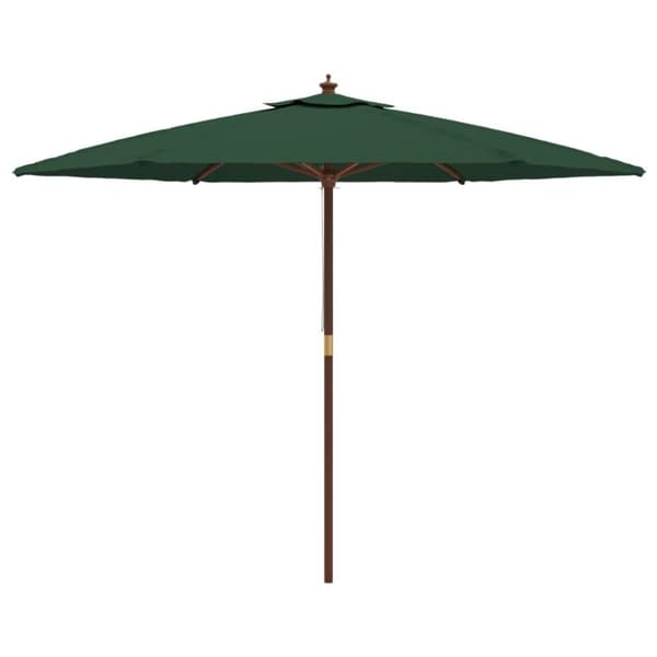 vidaXL Parasoll med trästång 299x240 cm grön