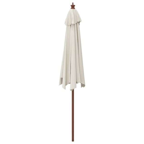 vidaXL Parasoll med trästång 299x240 cm sandfärgad