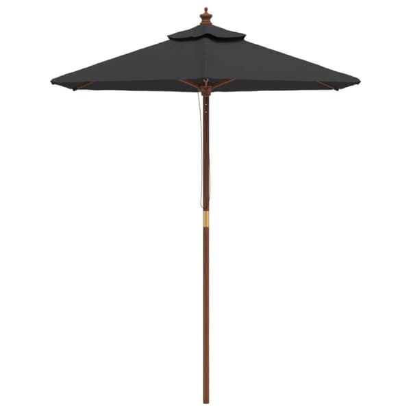 vidaXL Hageparasoll med trestang svart 196x231 cm