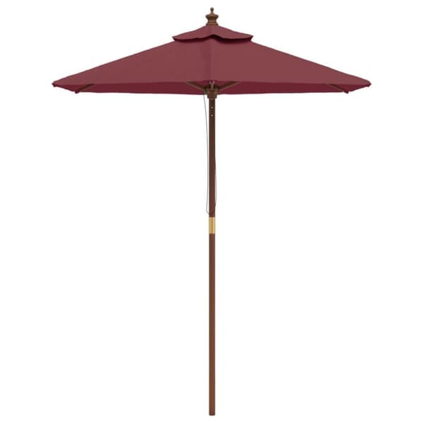 vidaXL Parasoll med trästång 196x231 cm vinröd