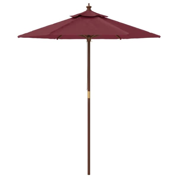 vidaXL Parasoll med trästång 196x231 cm vinröd