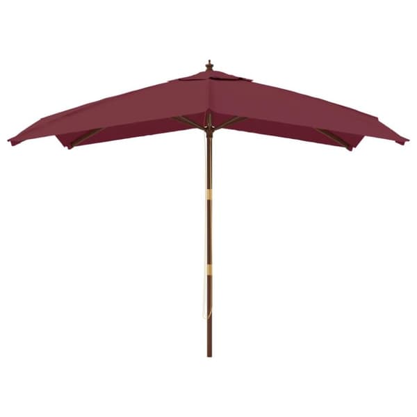 vidaXL Parasoll med trästång 300x300x273 cm vinröd