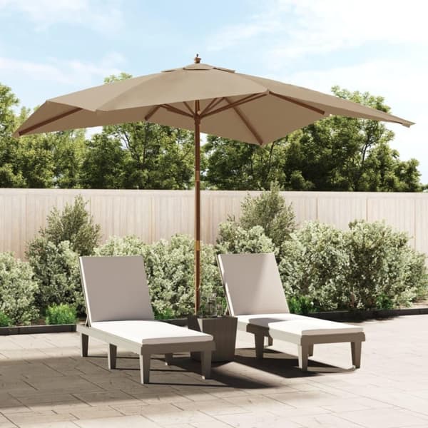 vidaXL Puutarhan aurinkovarjo puutolppa taupe 300x300x273 cm