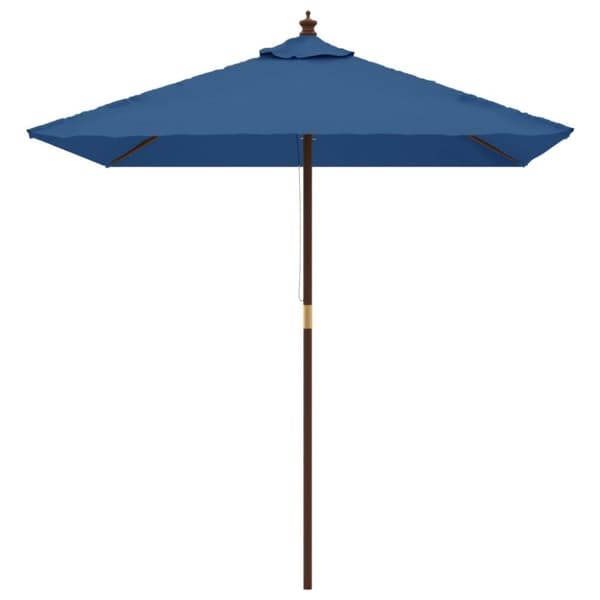 vidaXL Parasoll med trästång 198x198x231 cm azurblå