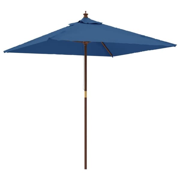 vidaXL Parasoll med trästång 198x198x231 cm azurblå