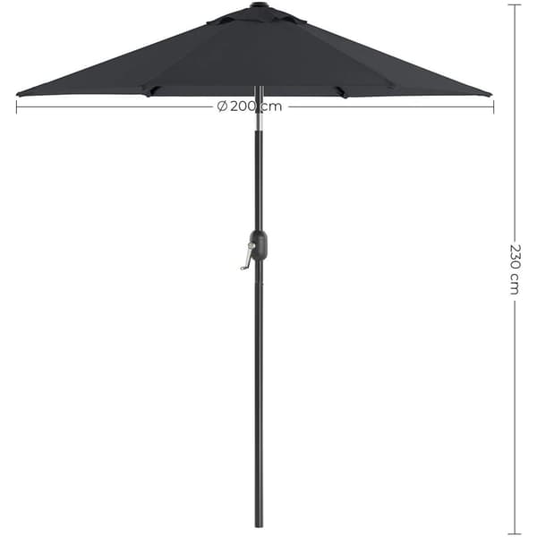 Rootz Parasol - Market Parasol - Haveparasol - UV-beskyttelse - UPF 50+ - Metal - Bøjelig - Grå - 200 cm