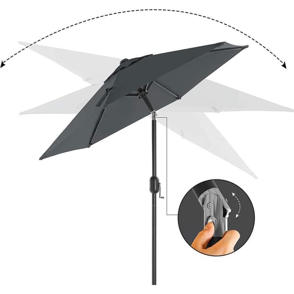 Rootz Parasol - Market Parasol - Haveparasol - UV-beskyttelse - UPF 50+ - Metal - Bøjelig - Grå - 200 cm