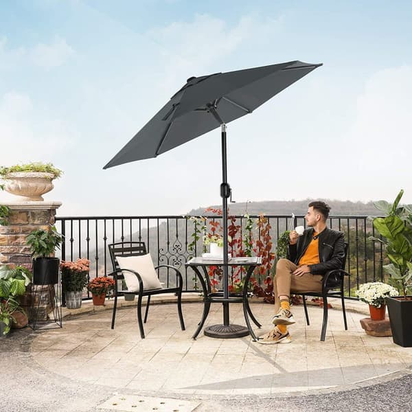 Rootz Parasol - Market Parasol - Haveparasol - UV-beskyttelse - UPF 50+ - Metal - Bøjelig - Grå - 200 cm
