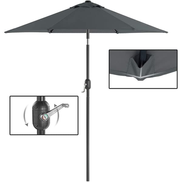 Rootz Parasol - Market Parasol - Haveparasol - UV-beskyttelse - UPF 50+ - Metal - Bøjelig - Grå - 200 cm