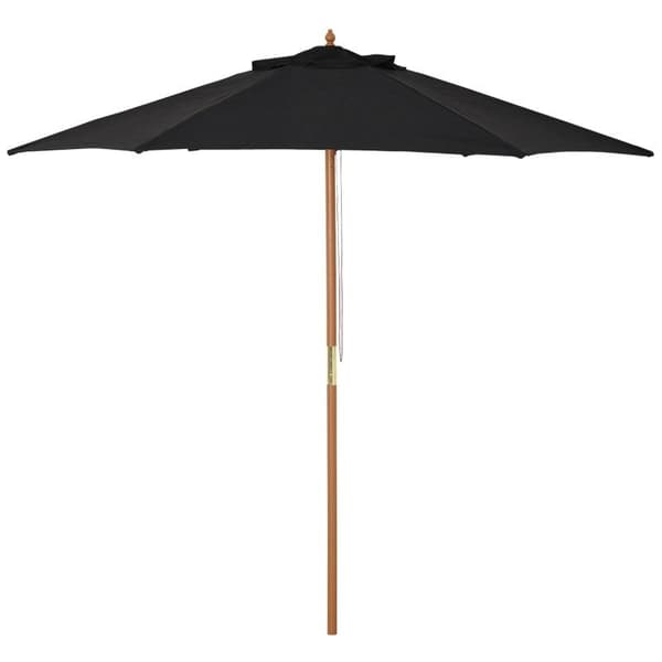 Rootz Parasoll - Trädgårdsparasoll - 3-vånings solskydd - Solskydd - Paraplytak av trä - Polyester - Svart - Ø2,5 x 2,3 m