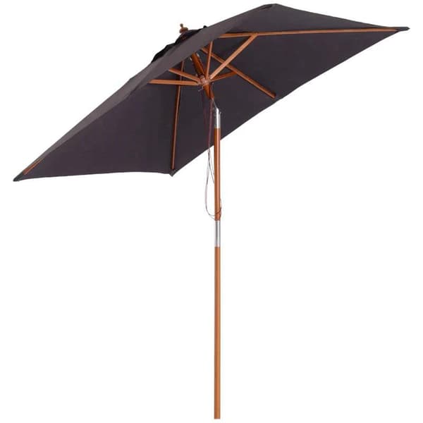 Rootz Parasol - Sammenklappelig haveparasol - Strandparasol - 3-trins Justerbar - Grantræ + Polyester - Mørkegrå - 200 x 150 x 230 cm