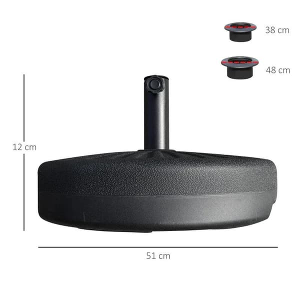 Rootz Parasoll - Parasollställ för parasoll - Parasollstolpar - Parasollbas för trädgårdsterrass Balkong - Cement - Svart - Ø51 x 12H cm