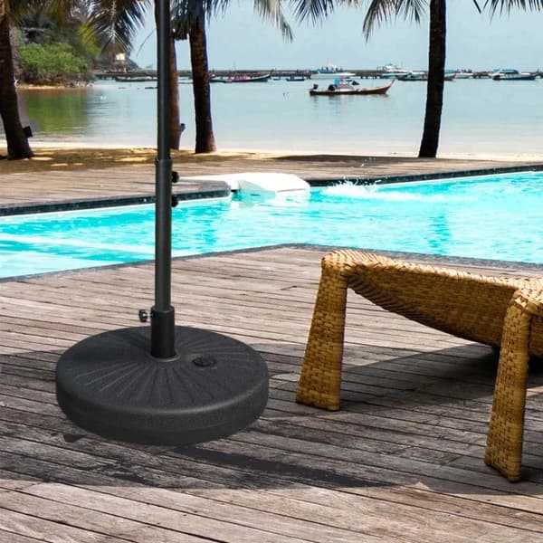 Rootz Parasoll - Parasollställ för parasoll - Parasollstolpar - Parasollbas för trädgårdsterrass Balkong - Cement - Svart - Ø51 x 12H cm
