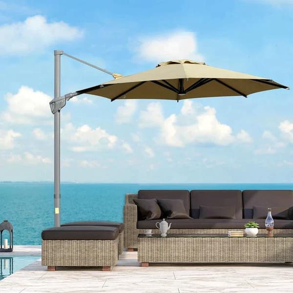 Rootz Cantilever Paraply - Parasol Cantilever - Parasol - Paraply - Solbeskyttelse - 360° Rotation - Khaki - 298L x 298W x 269H cm