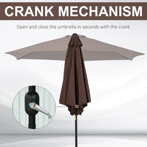 Rootz Parasol - Paraply - Patio Paraply - Parasol paraply - Metal/Polyester - Brun