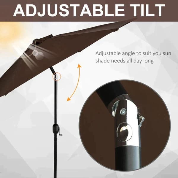 Rootz Parasol - Paraply - Patio Paraply - Parasol paraply - Metal/Polyester - Brun