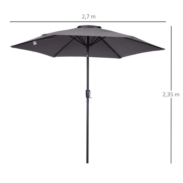 Rootz-sateenvarjo - Aurinkovarjo - Patio-sateenvarjo - Aurinkovarjo - Metalli/polyesteri - Harmaa