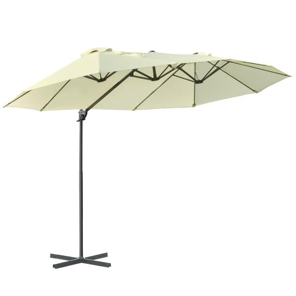 Rootz Dobbeltparasol - Trafiklysparasol - Dobbeltparasol med håndsving - Justerbar haveparasol - Solafskærmning - Cremefarvet/Hvid - 440 x 270 x 250 c