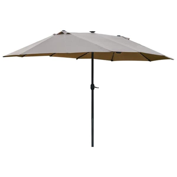 Rootz Dobbeltsidet Parasol - Parasol - Parasol - Med LED Solar Lights - Khaki - 440 x 260 cm