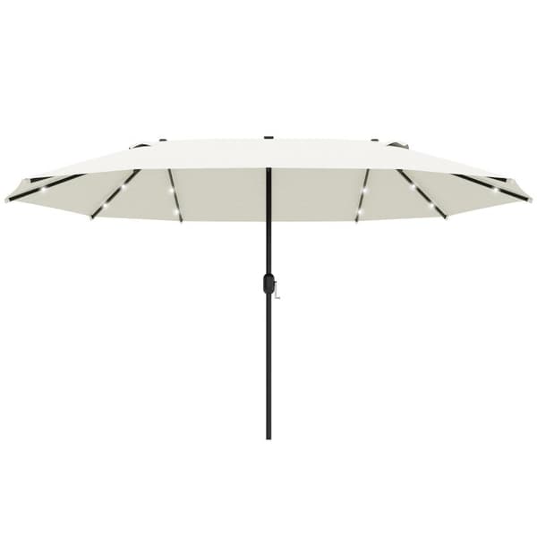 Rootz Dobbeltsidet Parasol - Parasol - Parasol - Med LED solcellelys - Cremehvid - 440 x 260 cm