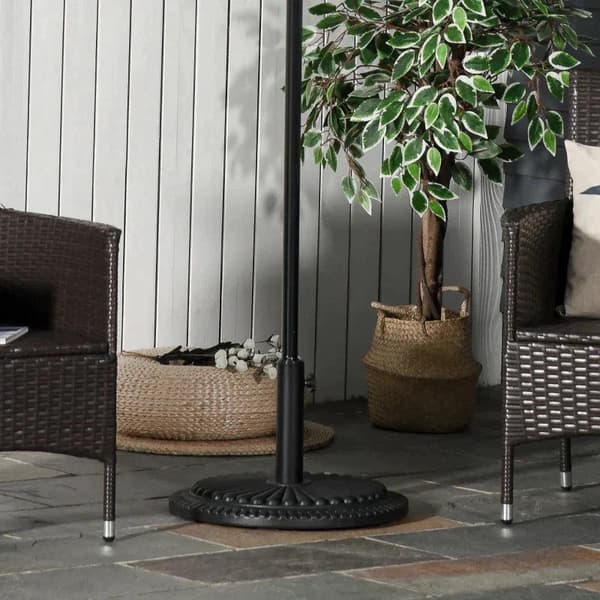 Rootz Parasoll Ställ - 14 Kg Parasoll Ställ För Parasoll - Runda Parasoll Stavar - Parasoll Bas För Trädgård - Balkong - Cement - Svart - Ø49 x 32H cm