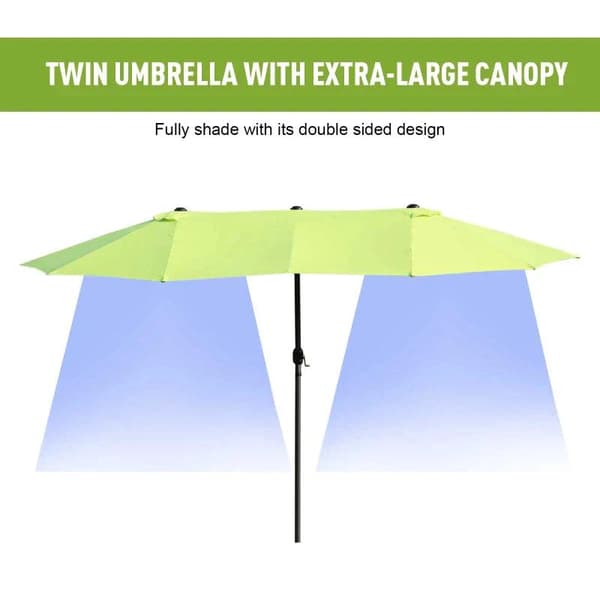 Rootz Parasol - Haveparasol - Markedsparasol - Dobbeltparasol - Terrasseparasol med håndsving - Grøn Oval - 460 x 270 x 240 cm
