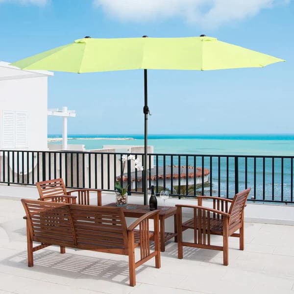 Rootz Parasol - Haveparasol - Markedsparasol - Dobbeltparasol - Terrasseparasol med håndsving - Grøn Oval - 460 x 270 x 240 cm