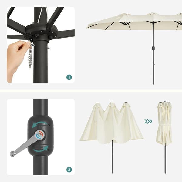 Rootz Parasoll - Dubbelparasoll - Strandparasoll - Trädgårdsparasoll - Utomhusparasoll - Trädgårdsparasoll - Solskyddsparasoll - Paraplyparasoll - Med
